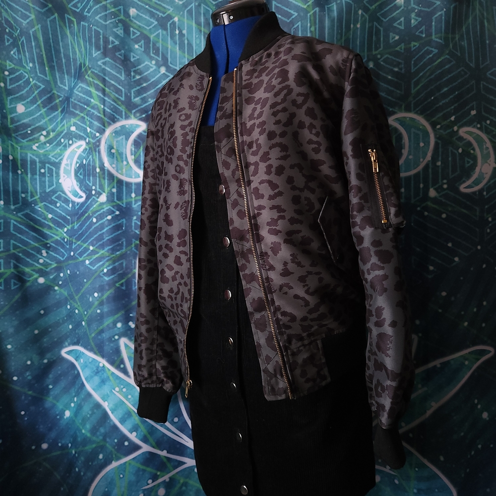 CHRLDR Leopard Print Cropped Bomber Jacket | Size M